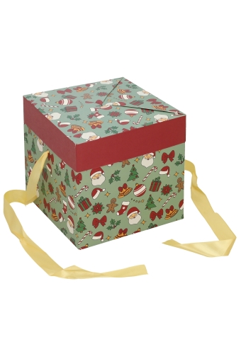 Kerstgeschenkdoos Magic Christmasbox & Goud Lint 20x20x20cm FSC® 25st