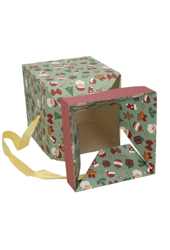 Kerstgeschenkdoos Magic Christmasbox & Goud Lint 20x20x20cm FSC® 25st
