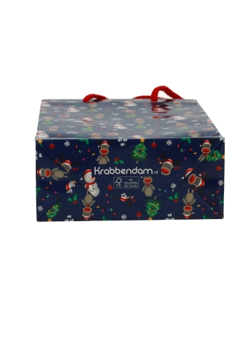 Kersttasjes Met Venster Happy Holidays Blauw FSC® 16x7x25cm 10stuks