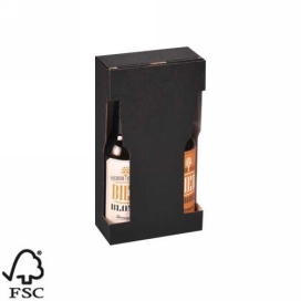 Wijnverpakking Zwart Voor 2 Piccolo 13x6.5x24.3cm FSC® 50stuks Wijnverpakking Zwart Voor 2 Piccolo 13x6.5x24.3cm FSC® 50stuks