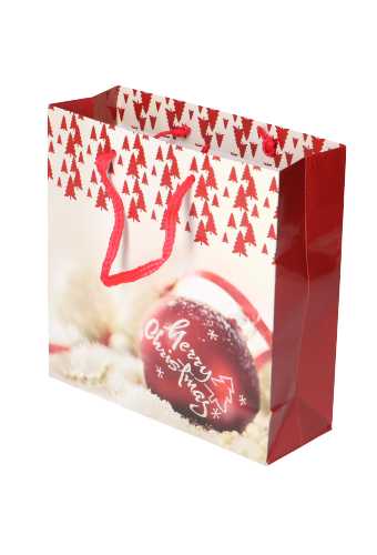 Kersttasjes Vierkant Xmas Kerstbal 17x6x17cm 12stuks