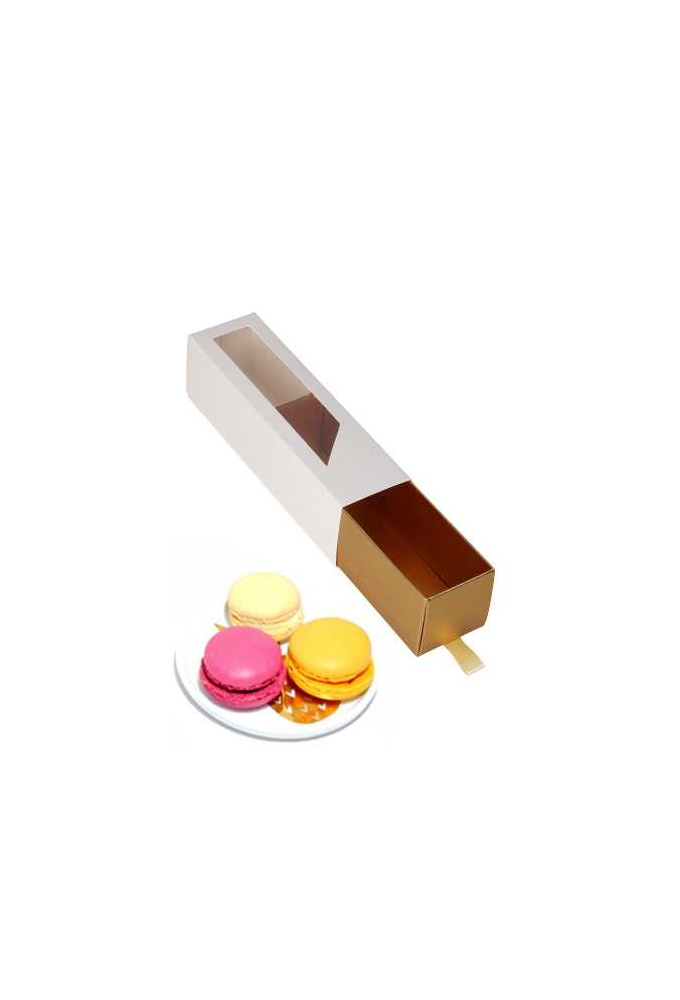 Macarondoosjes 1 Ladeboxje Wit Mat & Goud FSC® 16x4.3x4.5cm 10stuks