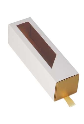 Macarondoosjes 1 Ladeboxje Wit Mat & Goud FSC® 16x4.3x4.5cm 10stuks