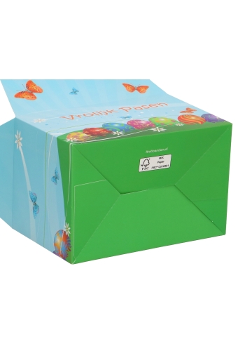 Paasdoos Vrolijk Pasen Handgreep FSC® 17.3x11.4x12.3cm 25st