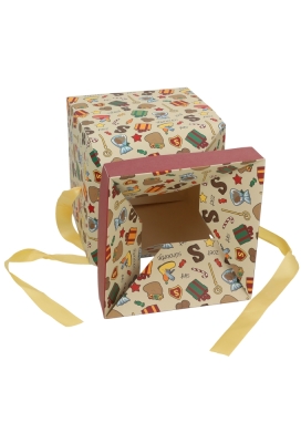 Sintgeschenkdoos Sint Pakjes & Goud Lint 20x20x20cm FSC® 1st