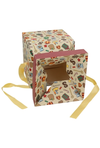 Sintgeschenkdoos Sint Pakjes & Goud Lint 20x20x20cm FSC® 25st