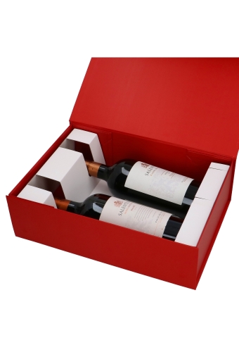 Wijn Magneetdozen New York FSC® Mat Rood 33x22x10cm Inlay 2fl 25stuks