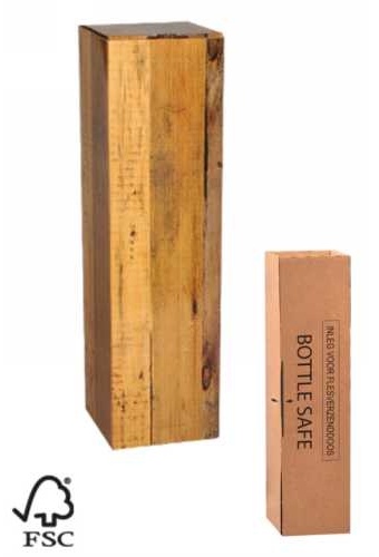Wijn Verzendverpakking Hout 1 fles 11x10x40.5cm Met inlay FSC® 50stuks
