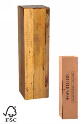 Wijn Verzendverpakking Hout 1 fles 11x10x40.5cm Met inlay FSC® 50stuks
