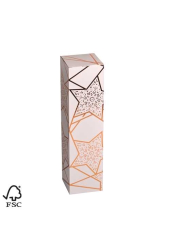 Wijndoos 1 fles Witte Sterren 8.7x8.7x36cm FSC® 50stuks