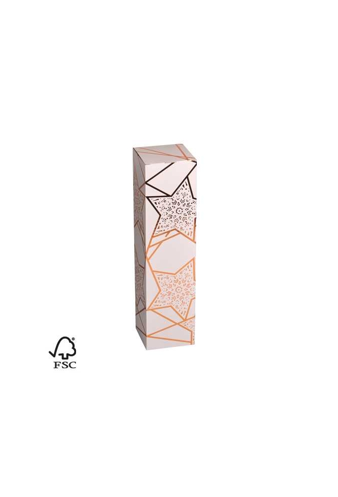 Wijndoos 1 fles Witte Sterren 8.7x8.7x36cm FSC® 50stuks