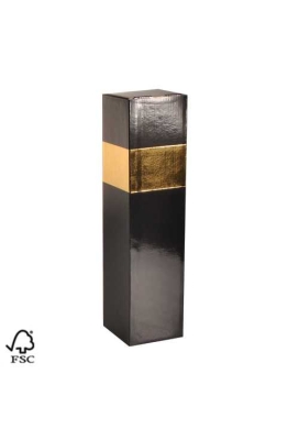 Wijndoos 1 fles Zwart & Goud 8.7x8.7x36cm FSC® 50stuks
