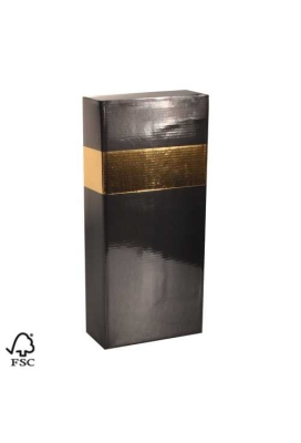 Wijndoos 2 fles Black & Goud 16.4x8x36.5cm FSC® 50stuks