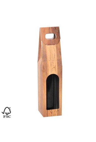 Wijndozen 1 fles Draagdoos Wood 9x9x35cm FSC® 50stuks