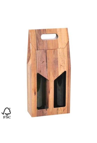 Wijndozen 2 fles Draagdoos Wood 19x9x35cm FSC® 50stuks