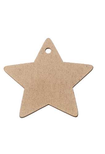 Houten Decoratie Star X-mas Goud Hanger 6cm 100stuks