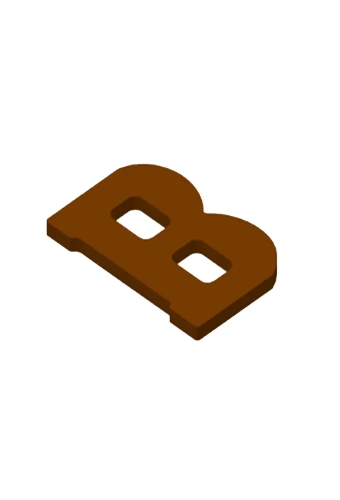 Chocoladeletter B Decoratie PLA 8x12x1.5cm
