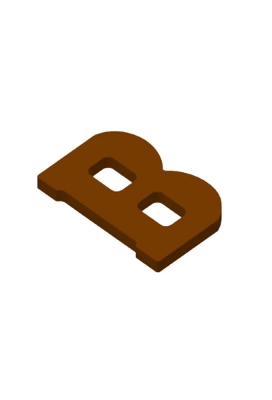 Chocoladeletter B Decoratie PLA 8x12x1.5cm