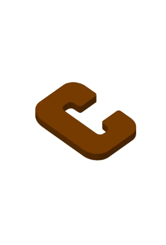 Chocoladeletter C Decoratie PLA 8x12x1.5cm