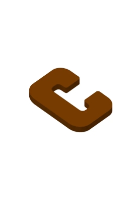 Chocoladeletter C Decoratie PLA 8x12x1.5cm
