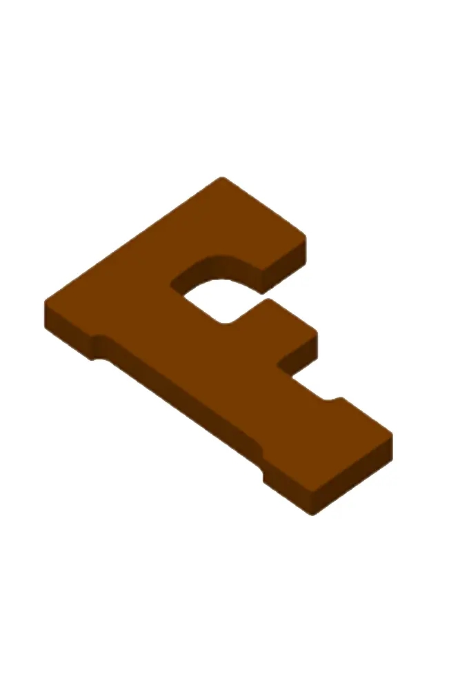 Chocoladeletter F Decoratie PLA 11x16,5x1.5cm
