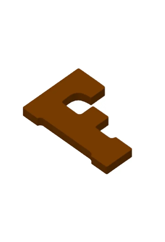 Chocoladeletter F Decoratie PLA 8x12x1.5cm