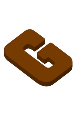 Chocoladeletter G Decoratie PLA 11x16,5x1.5cm