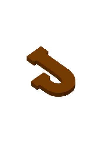 Chocoladeletter J Decoratie PLA 8x12x1.5cm