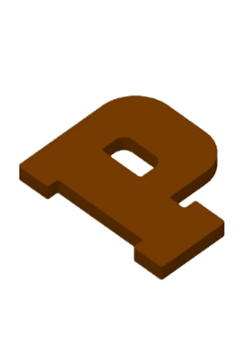 Chocoladeletter P Decoratie PLA 11x16,5x1.5cm