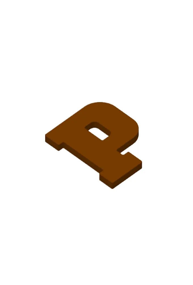 Chocoladeletter P Decoratie PLA 8x12x1.5cm