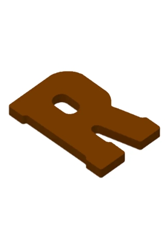 Chocoladeletter R Decoratie PLA 11x16,5x1.5cm