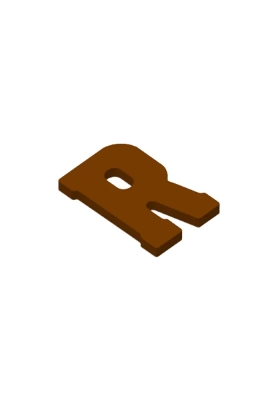 Chocoladeletter R Decoratie PLA 8x12x1.5cm