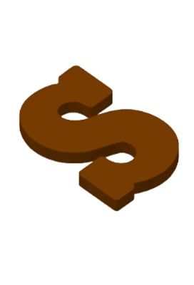 Chocoladeletter S Decoratie PLA 11x16,5x1.5cm