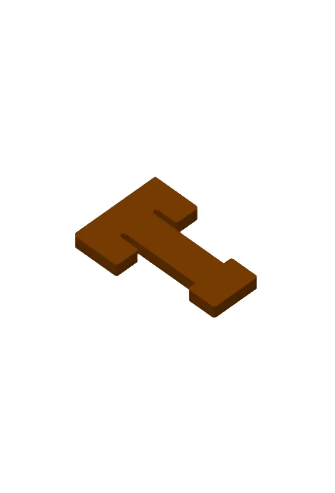 Chocoladeletter T Decoratie PLA 8x12x1.5cm