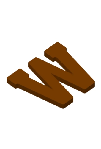 Chocoladeletter W Decoratie PLA 11x16,5x1.5cm