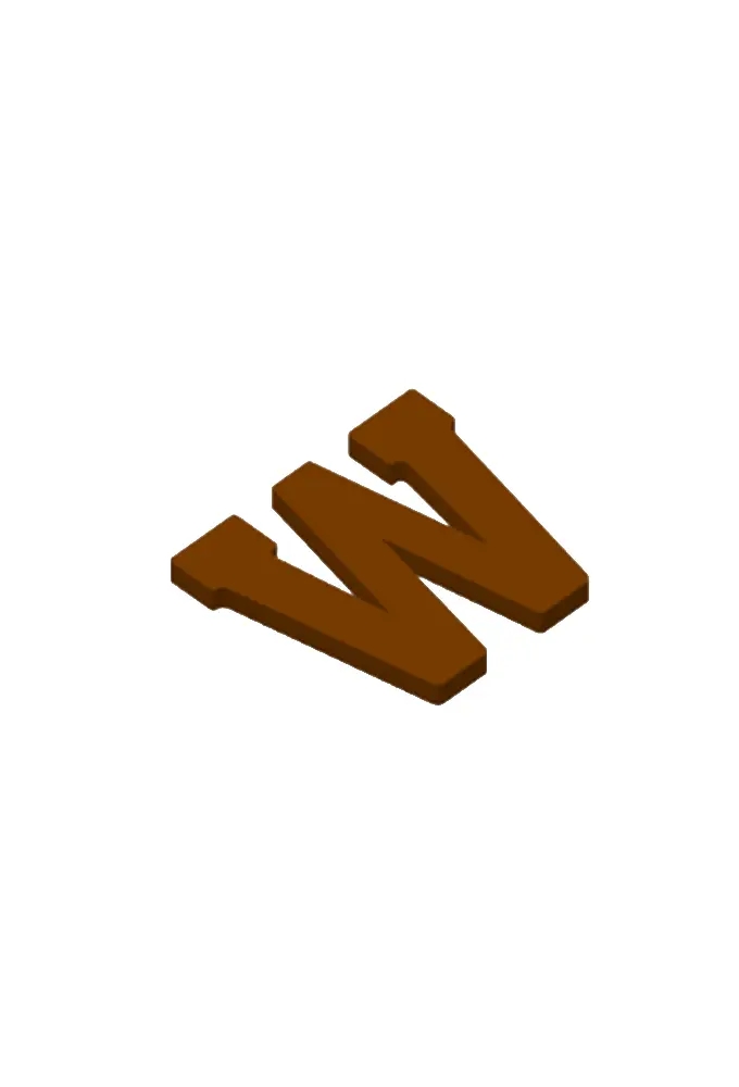Chocoladeletter W Decoratie PLA 8x12x1.5cm