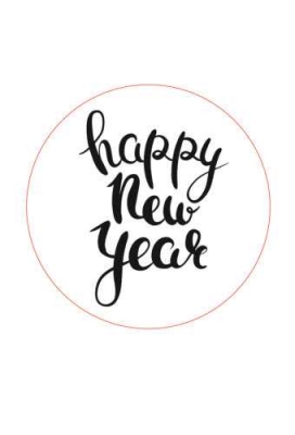 Etiketten Kerst Happy New Year Wit & Zwart 4.7cm 500stuks Etiketten Kerst Happy New Year Wit & Zwart 4.7cm 500stuks