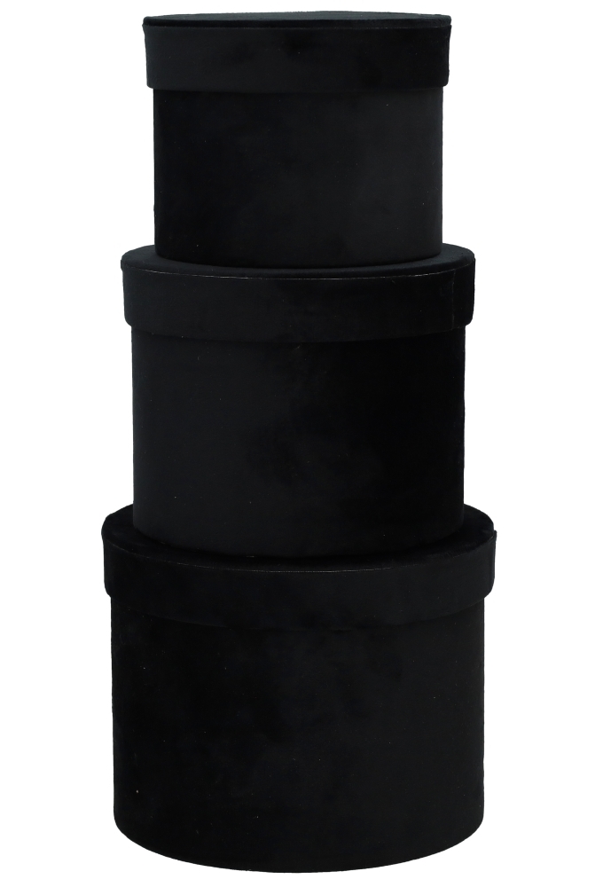 LUXE KANT & KLARE Flowerbox Latemar Suede Black Rond Set van 3 stuks