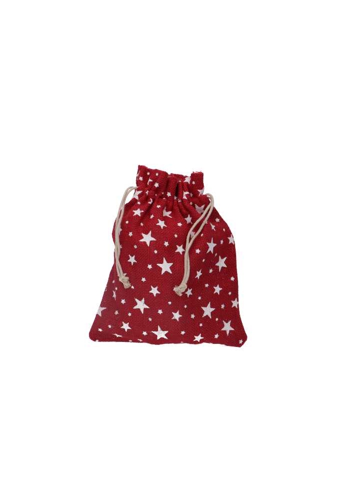 Kerstzakjes Jute Rood Stars 38x50cm 10stuks