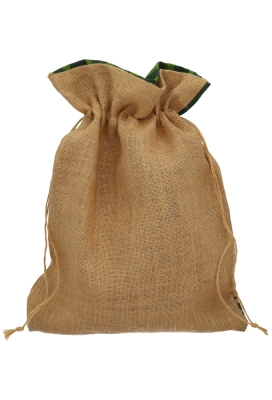 Kerstzak Jute Merry Christmas Groen 38x50cm 10stuks