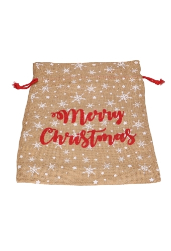 Luxe Kerstzak Jute Merry Christmas and Snow 38x50cm 10stuks