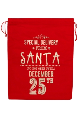 Luxe Stoffen Kerstzakjes Rood Merry Christmas 38x50cm 10stuks