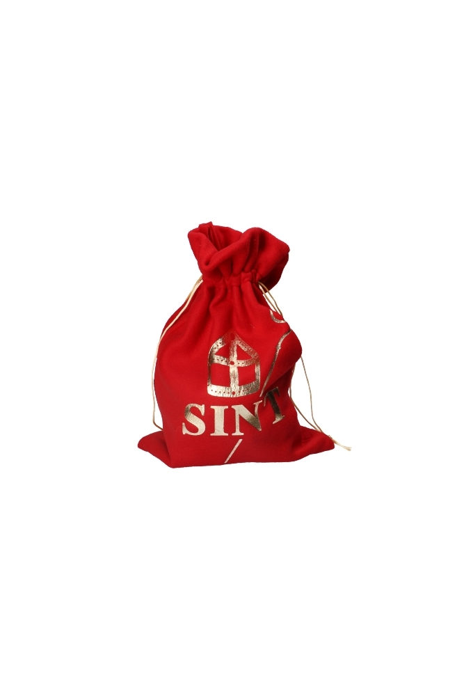 Luxe Stoffen Sintzakjes Rood Sint Mijter & Staf Goud 38x50cm 10stuks