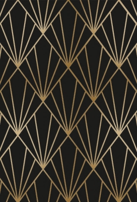 Geschenkpapier Metallised Black gold art deco 30cm x 100meter