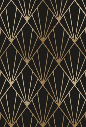 Geschenkpapier Metallised Black gold art deco 50cm x 100meter