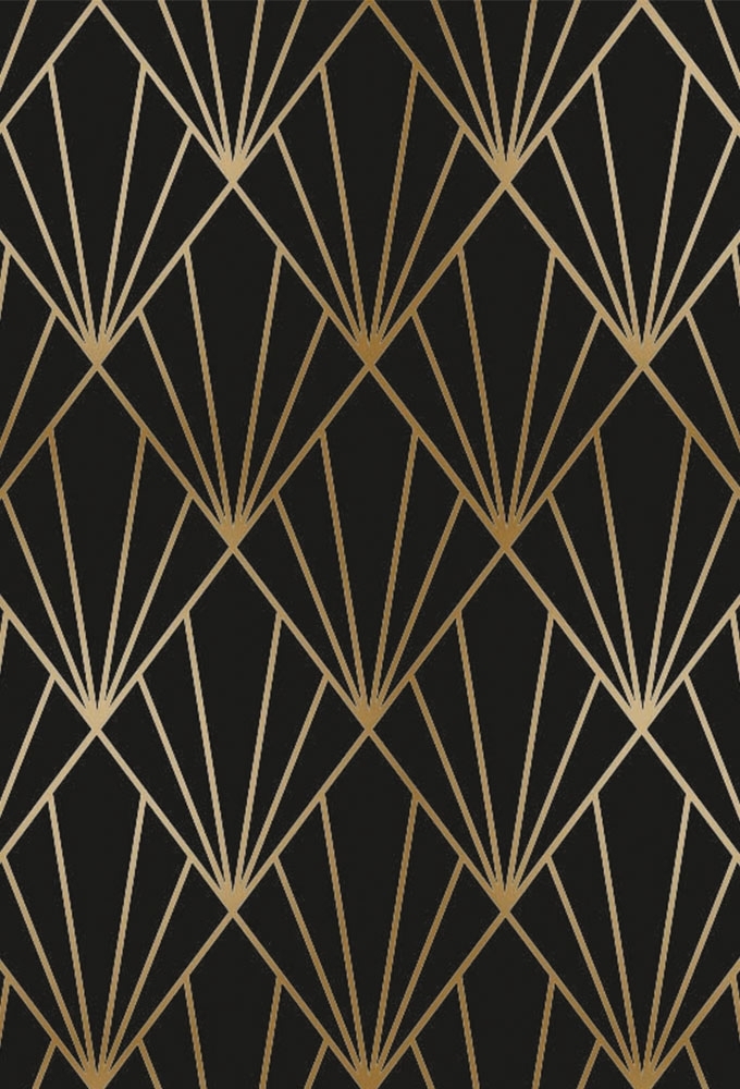 Geschenkpapier Metallised Black gold art deco 50cm x 100meter