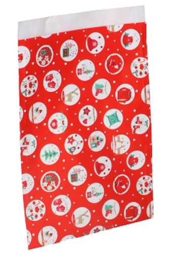 Kadozakjes Sneeuwvlokken  Rood 17.5x25cm 250stuks