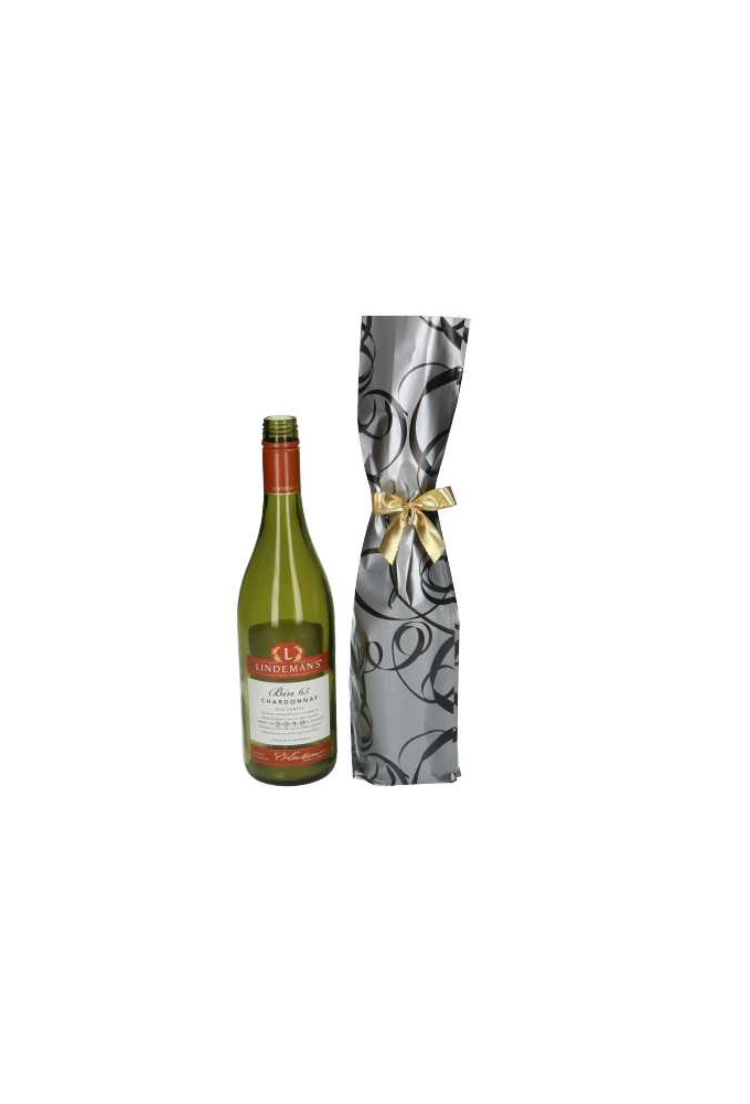 Wijnzak Geribbeld Kraft Krul Zilver & Zwart 8.5x42cm 50stuks