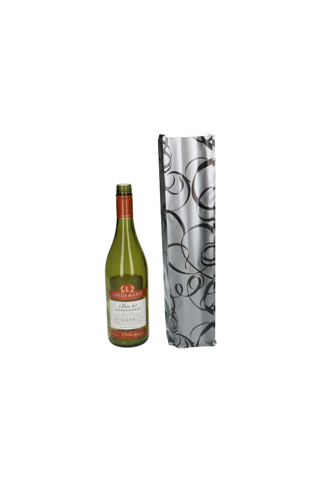 Wijnzak Geribbeld Kraft Krul Zilver & Zwart 8.5x42cm 50stuks