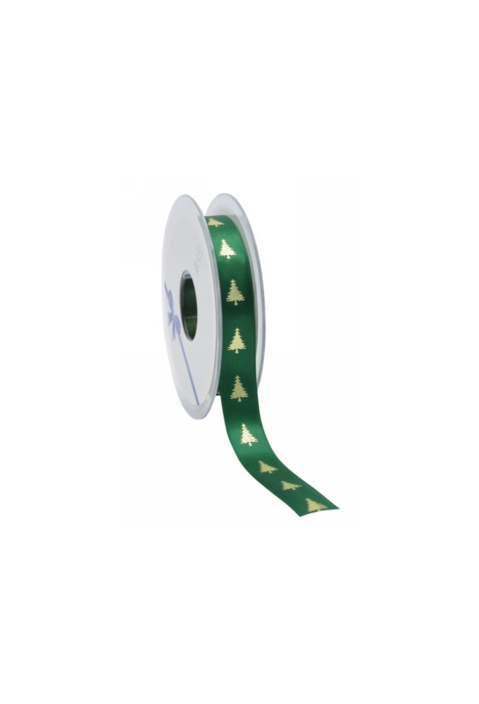 Kadolint Satijn Lint Christmas Tree Groen & Goud 15mm x 25meter